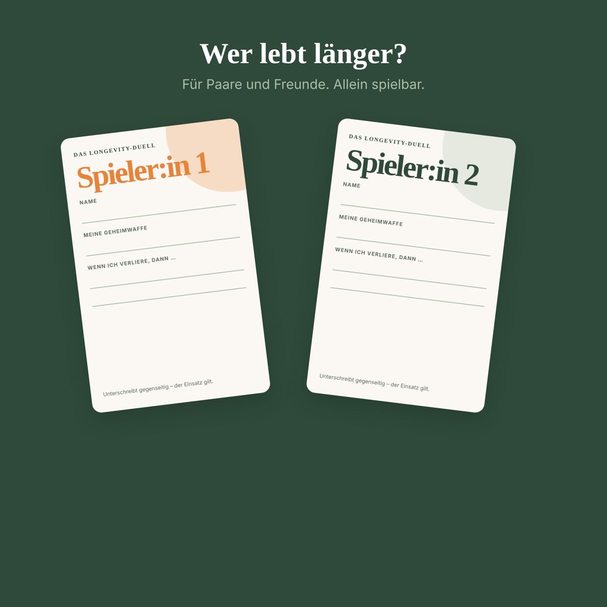 Zwei Spielerkarten für das Duell
